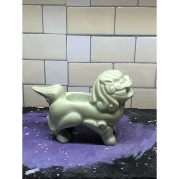 Foo Dog Candle Holder—VNT MCM Celadon Green Asian Style Figure - Picture 11 of 16